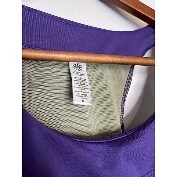 Athleta Tank Top Medium M Purple Racerback Sleeveless Active Shelf Bra Pockets - Picture 3 of 8